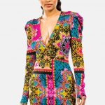 Baroque Color Block Bodycon Dress